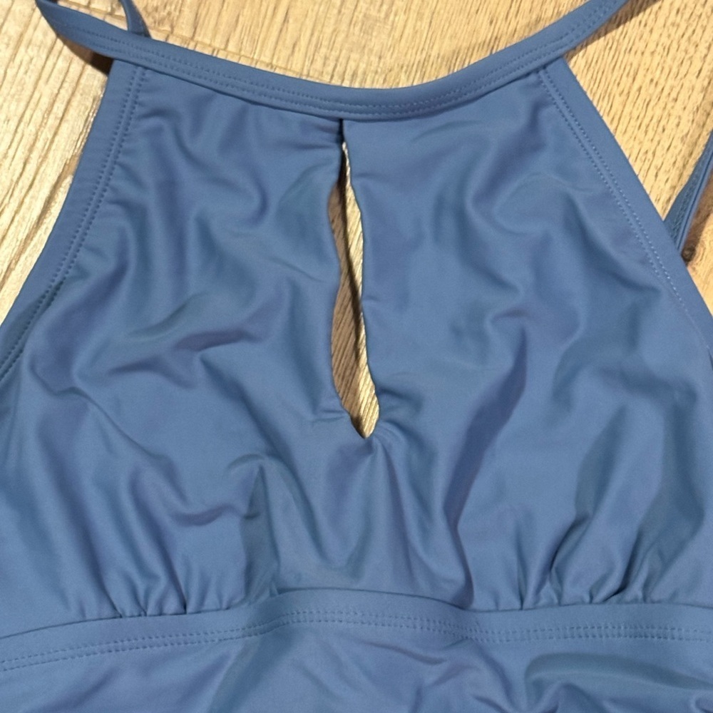 Ellen Tracy Dusty Blue One-Piece Cut Out Swimsuit | Size 6 - Picture 4 of 7